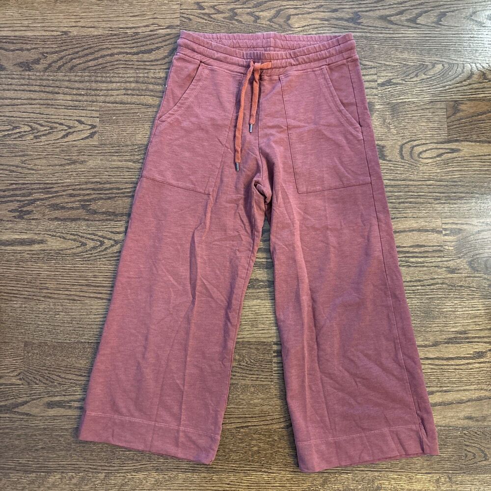 Sundry Wide Leg Cropped Sweat Pants Maroon Size Small - Picture 3 of 7